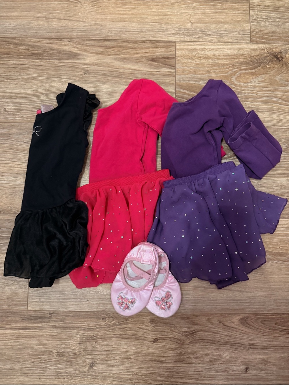 Toddler Girl Leotards Bundle w/ ballet shoes